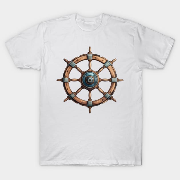 Vintage Steering Wheel T-Shirt by Chromatic Fusion Studio